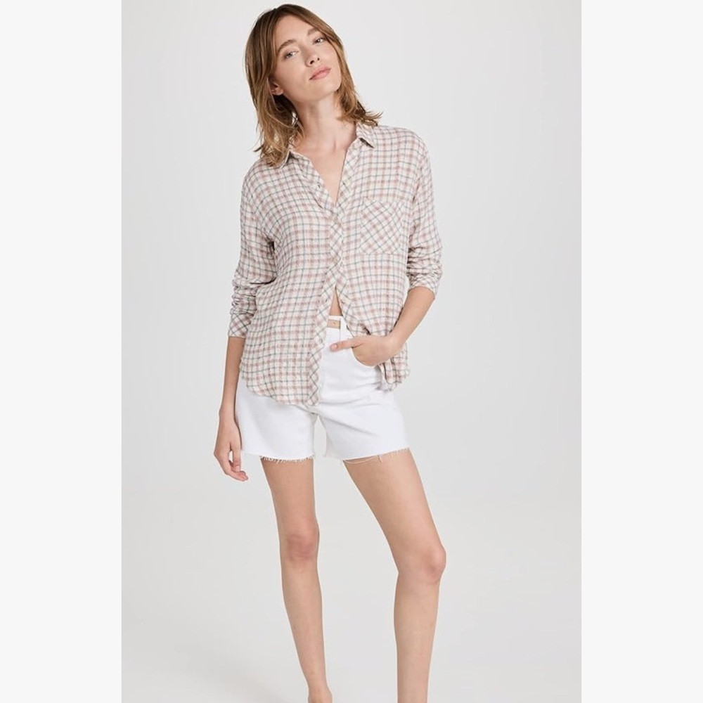 Rails Brady Button Down Shirt Powder Steel Pink Blush, Plaid Fall Medium